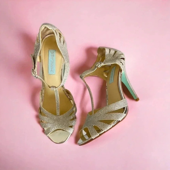 Betsey Johnson Glittery Heels Sz 8.5 - Picture 1 of 11